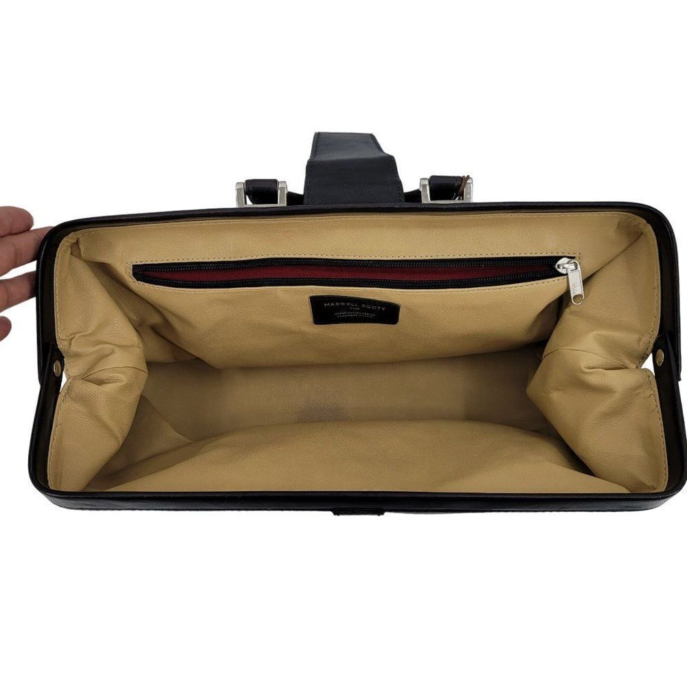 Maxwell Scott Authentic Leather‎ Doctor Bag Black Handmade Italy Key Lock Large - Picture 8 of 9